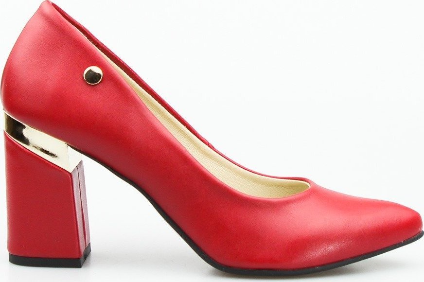 Optimo Czółenka wysokie z lustrzaną wstawką eko skóra czerwone Optimo-36