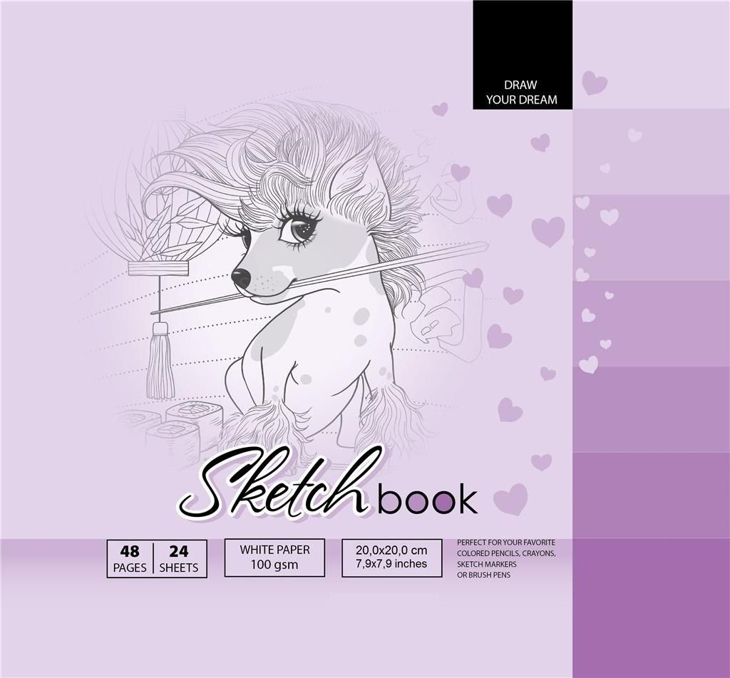 Fresh Szkicownik 20x20cm 48k fioletowy