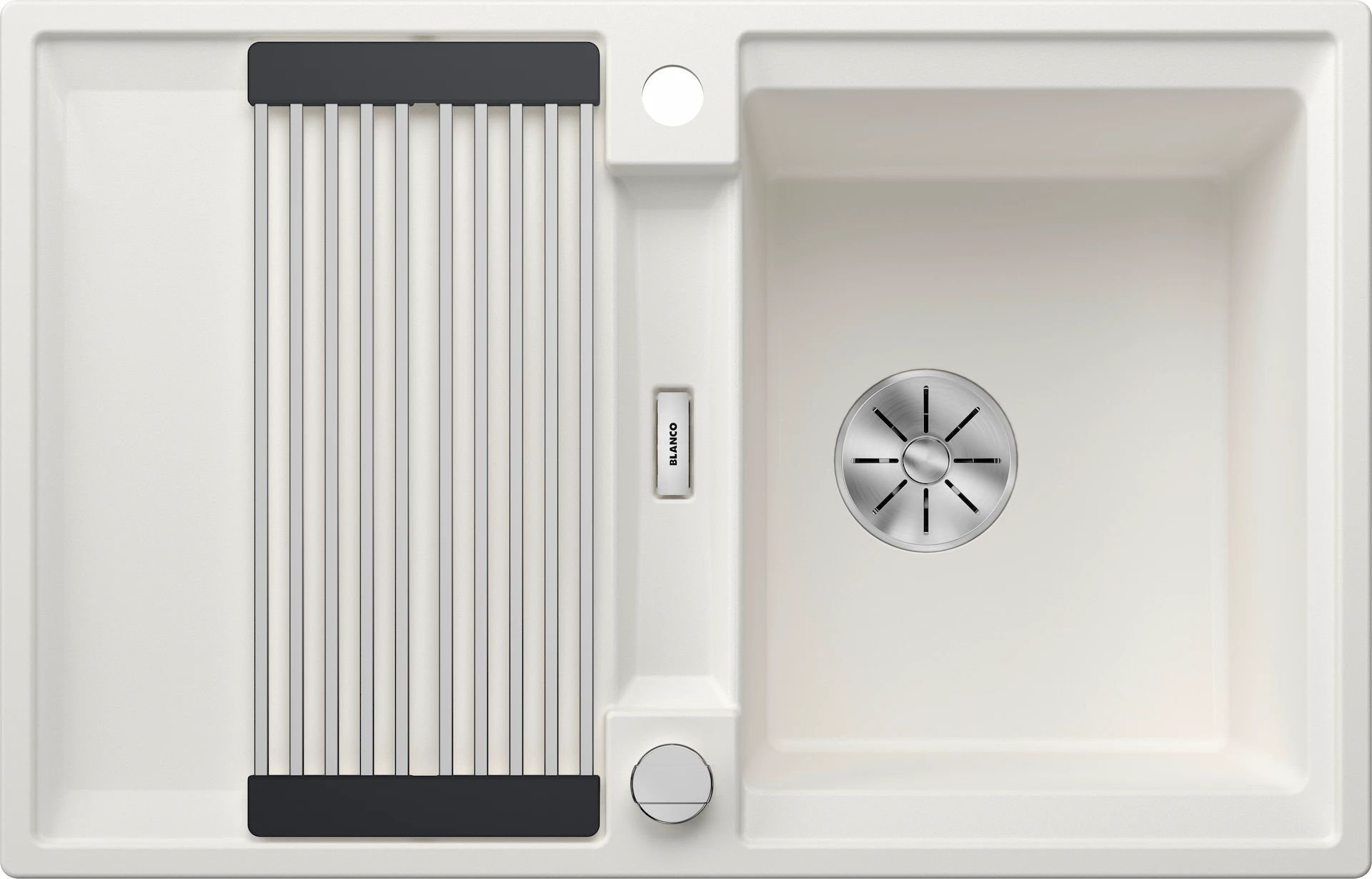 Zlewozmywak Blanco BLANCO ADIRA 45 S Silgranit biały odwracalny, korek auto., InFino, mata stalowa składana