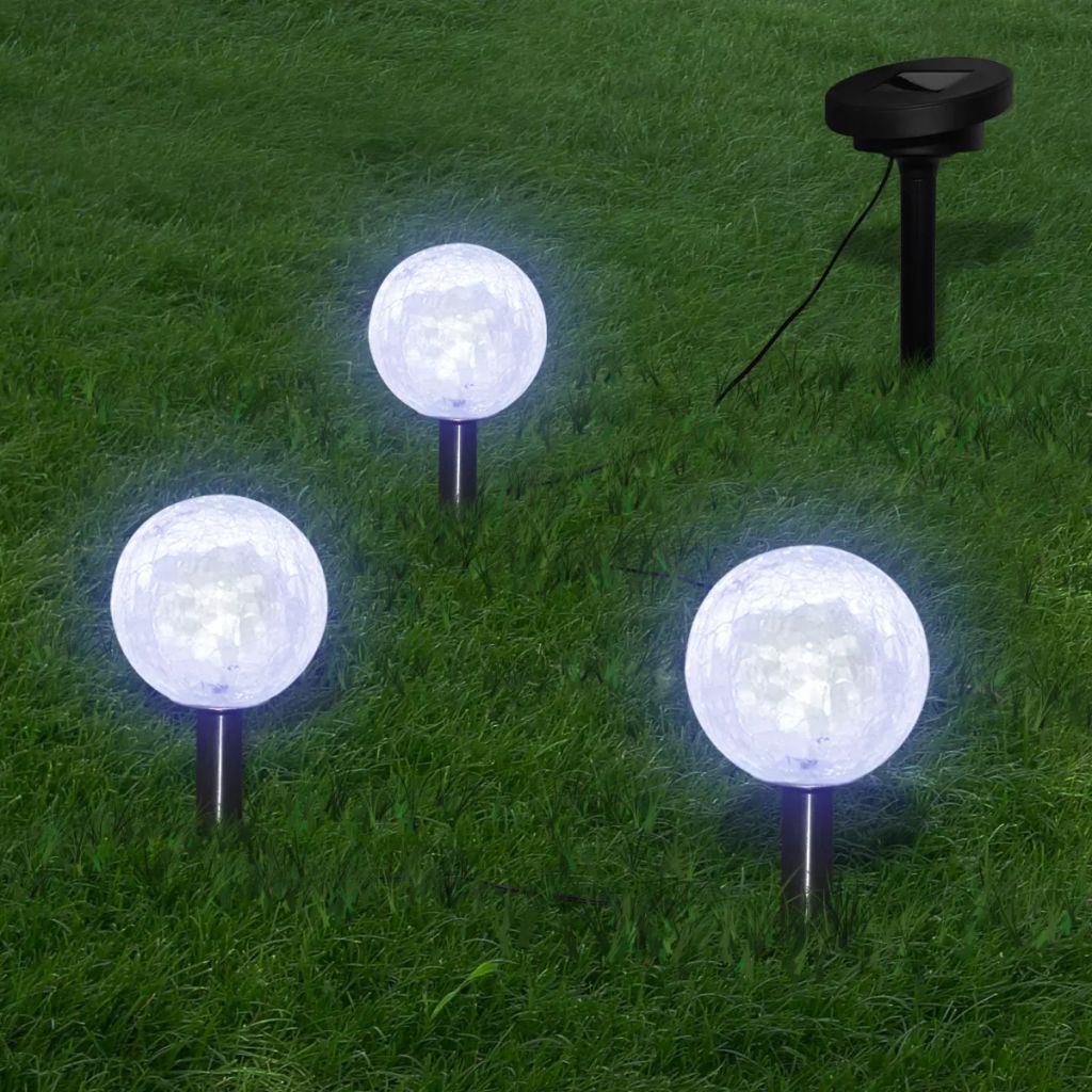 vidaXL Lampy ogrodowe ze szpikulcami i panelem solarnym, 3 LED