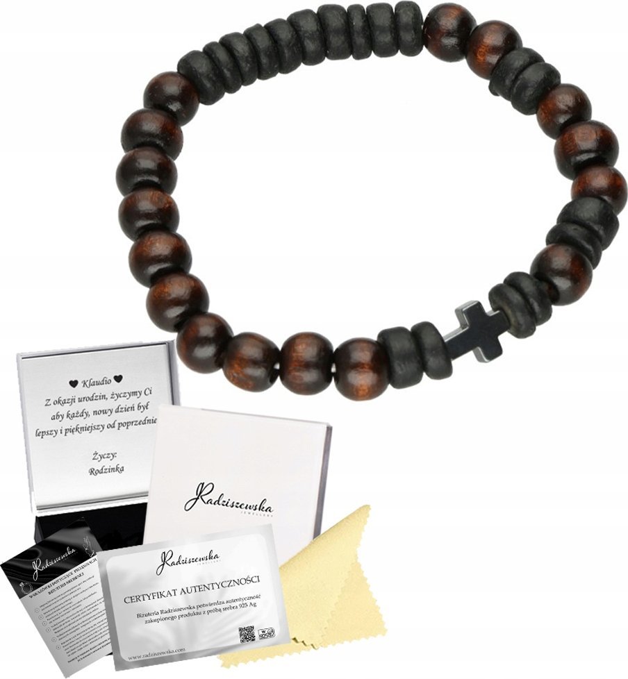 Radziszewska Jewellery Bransoletka Męska Różaniec Drewno Naturalne Dzień Chłopaka Prezent