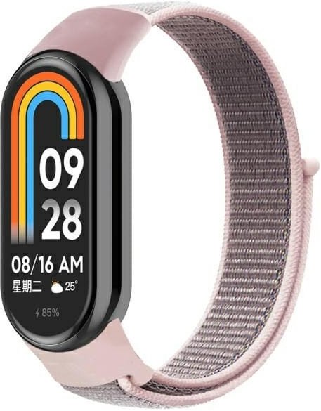 Beline pasek Mi Band 9/8 NylonLoop różowy/pink