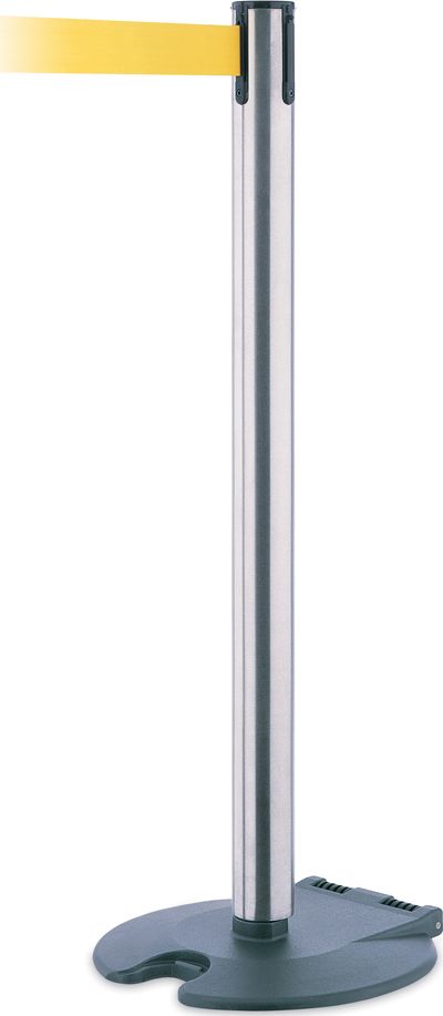 Tensator Pachołek jezdny/słupek Rollabarrier z rozwijaną taśmą odgradzającą, chromowany połysk i satynowy (Taśma 2,30m)