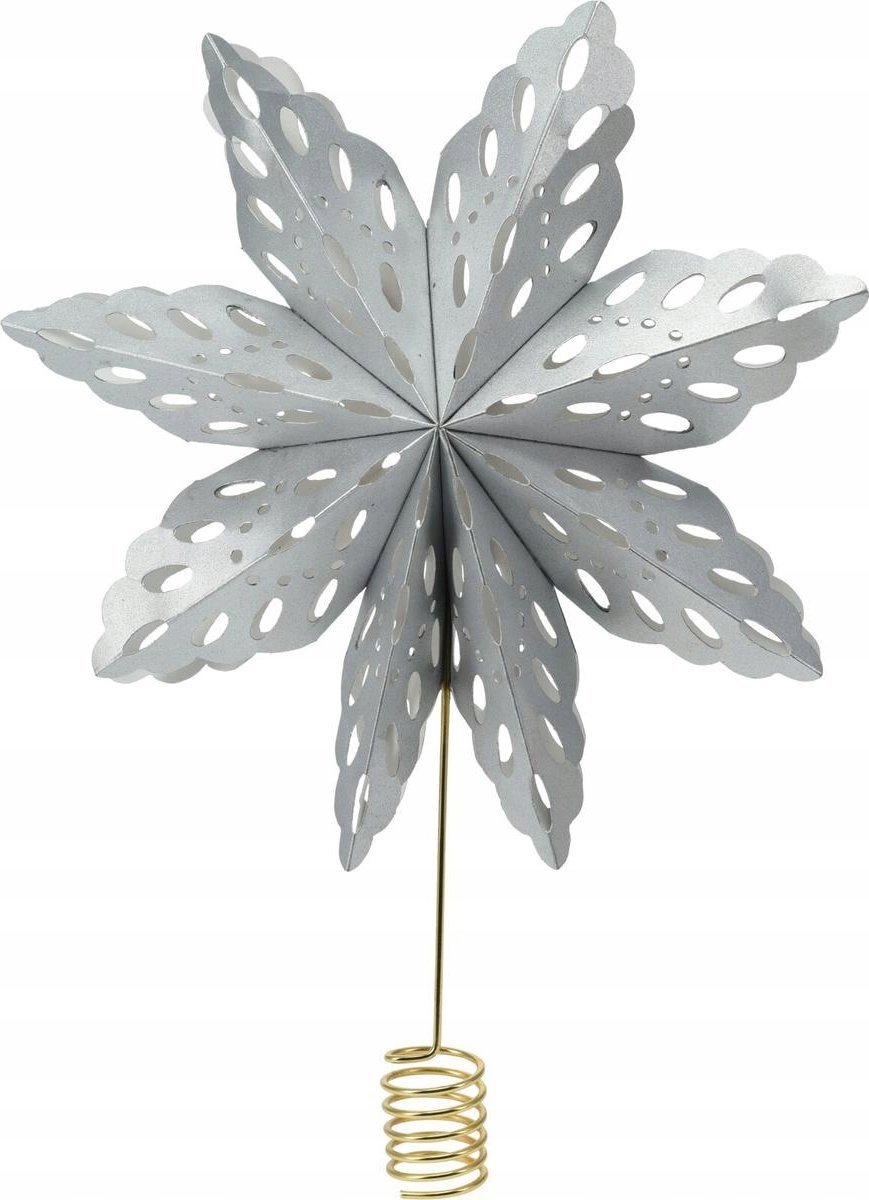 Dekoracja świąteczna Christmas decoration CZUBEK CHOINKOWY GWIAZDA 30CM PAPIEROWA SREBRNY