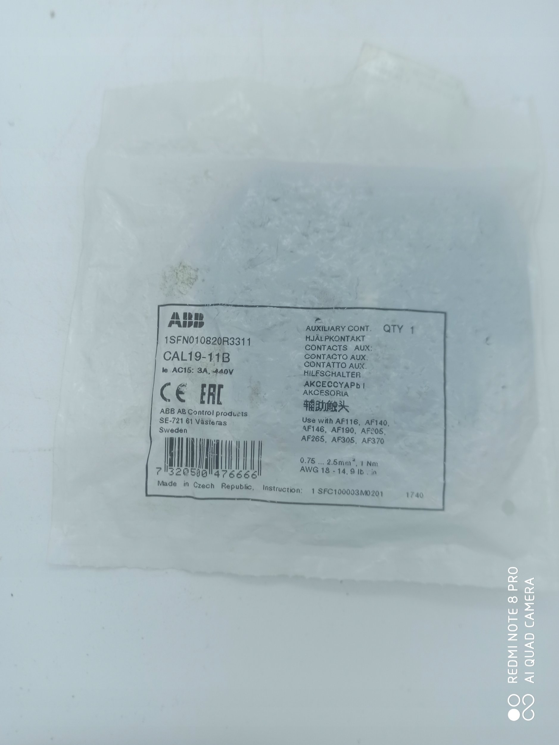 Styki pomocnicze 1Z+1R CAL 19-11B montaż boczny 1SFN010820R3311