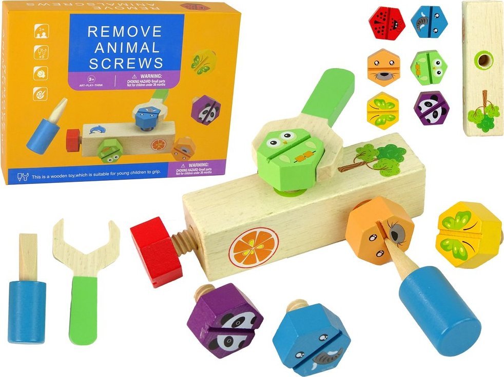Zestaw Do Majsterkowania Drewno Przykręcanie Śrub Zabawka LEAN Toys