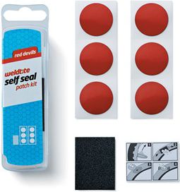 Weldtite Łatki do opon zestaw PUNCTURE RED DEVILS SELF SEAL PATCH KIT 6 x łatki samoprzylepne pudełko 25 szt. (WLD-1036)