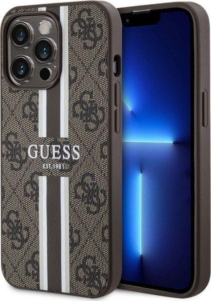 Guess Etui GUHMP13LP4RPSW Apple iPhone 13/13 Pro brązowy/brown hardcase 4G Printed Stripes MagSafe