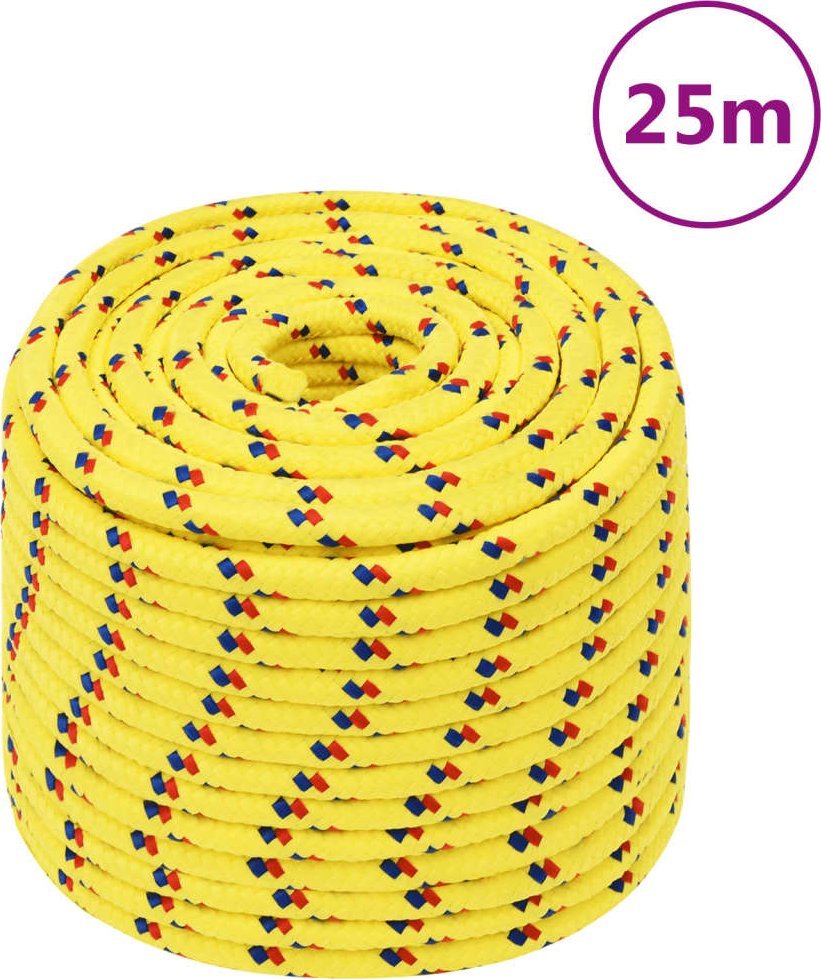 vidaXL vidaXL Linka żeglarska, żółta, 12 mm, 25 m, polipropylen