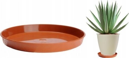 Galicja Podstawka drewnopodobna pod doniczkę terakota 14 cm