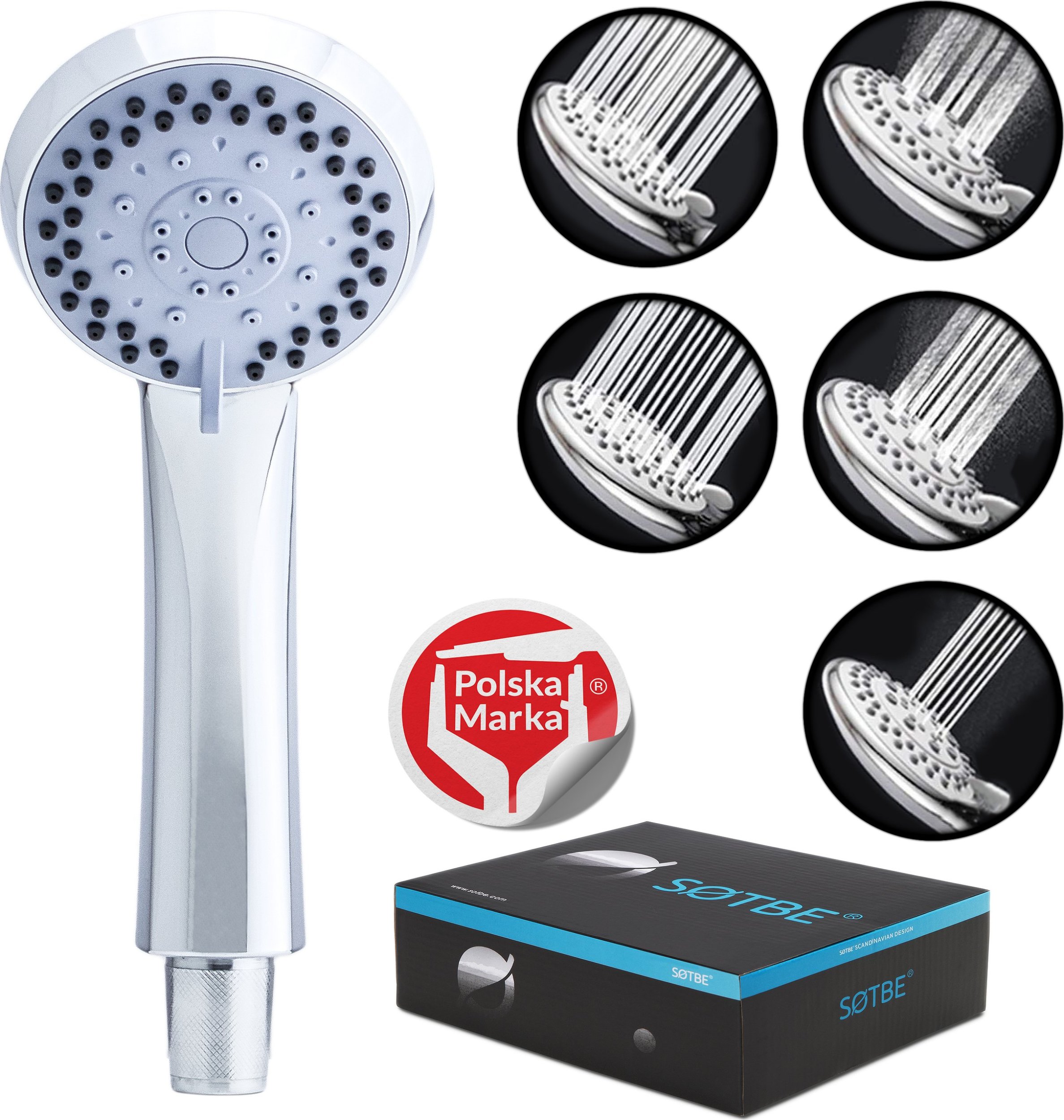 Słuchawka prysznicowa Sotbe SOTBE LARK TVA Słuchawka prysznicowa 5 zakresowa