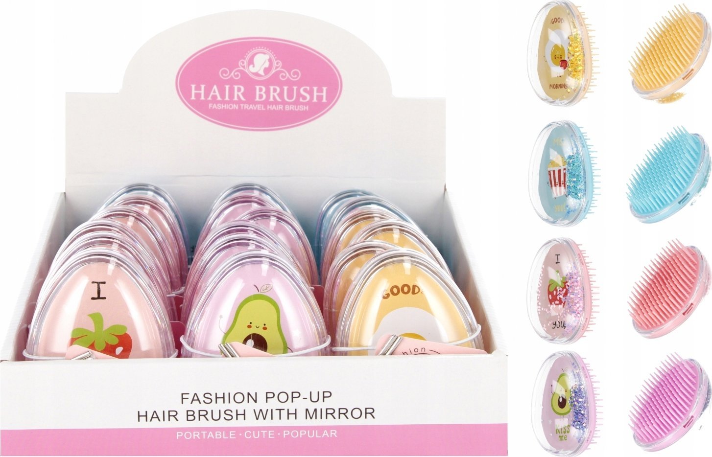 Mega Creative SZCZOTKA DO WLOSOW Z BROK 9CM MIX4 MC DISP18/288