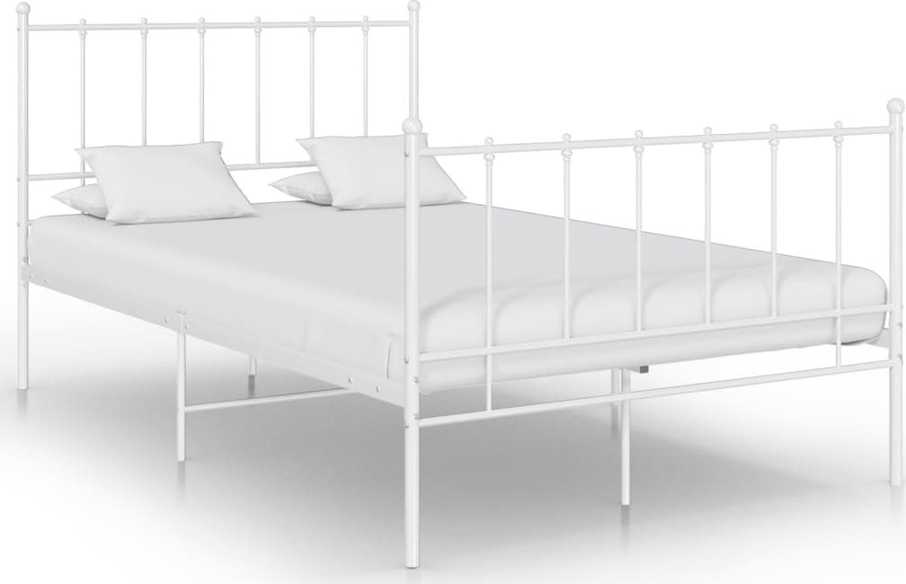vidaXL Rama łóżka, biała, metalowa, 120 x 200 cm