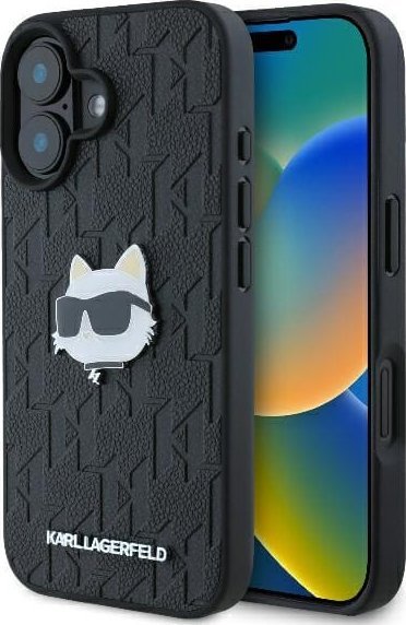 Karl Lagerfeld Karl Lagerfeld KLHCP16SPGKLCHPK iPhone 16 6.1" czarny/black hardcase Monogram Choupette Head Pin