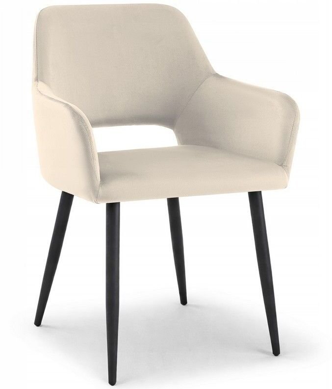 Krzesło velvetowe beżowe Olivia czarne nogi do salonu kuchni jadalni