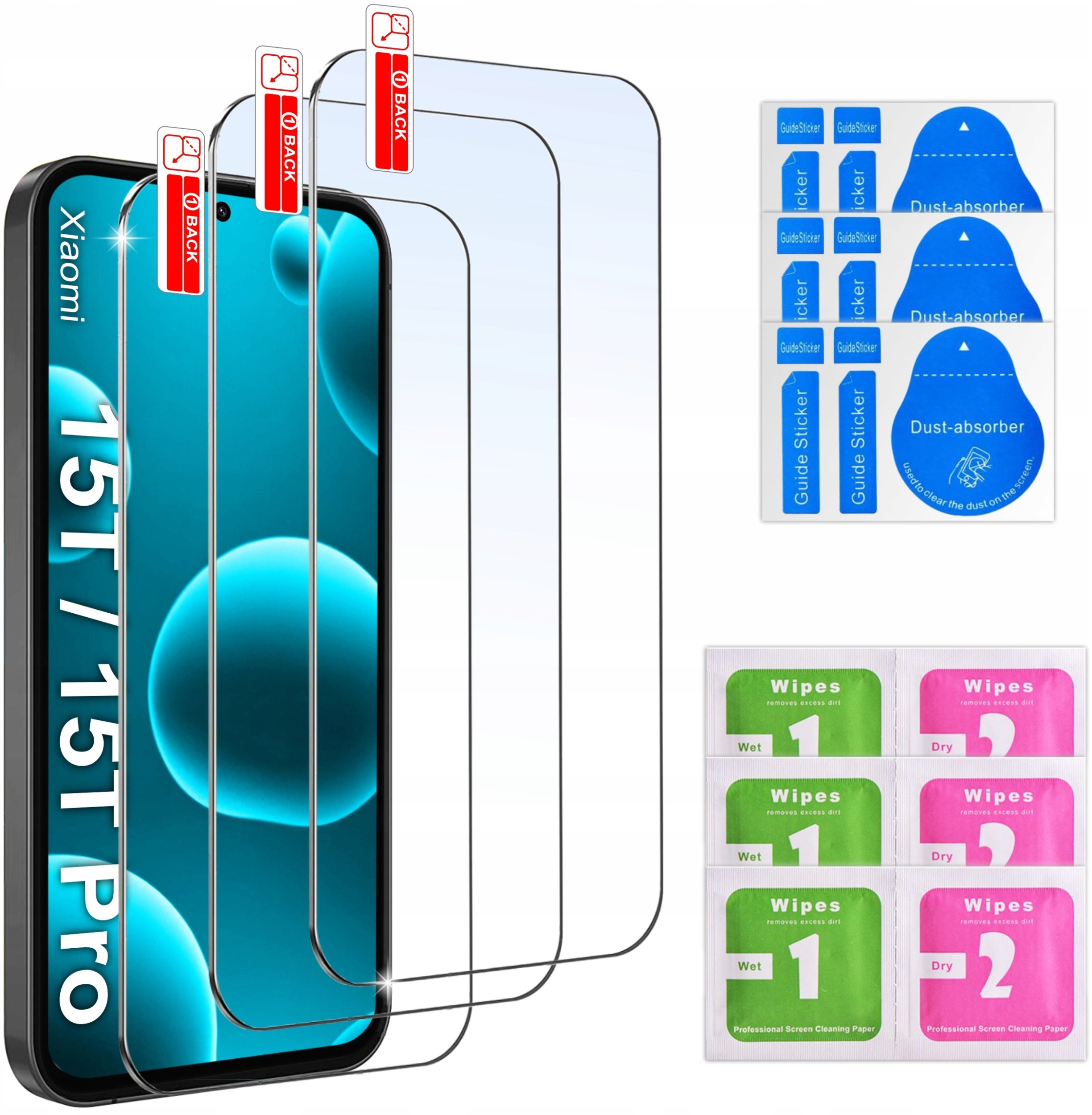 krainaGSM 3x Szkło hartowane SZYBKA 9H do Xiaomi 15T | 15T Pro zestaw 3 szt.