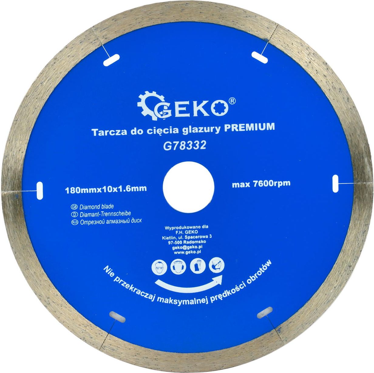 Geko tarcza do cięcia glazury 180mm x 10x1.6mm (G78332)