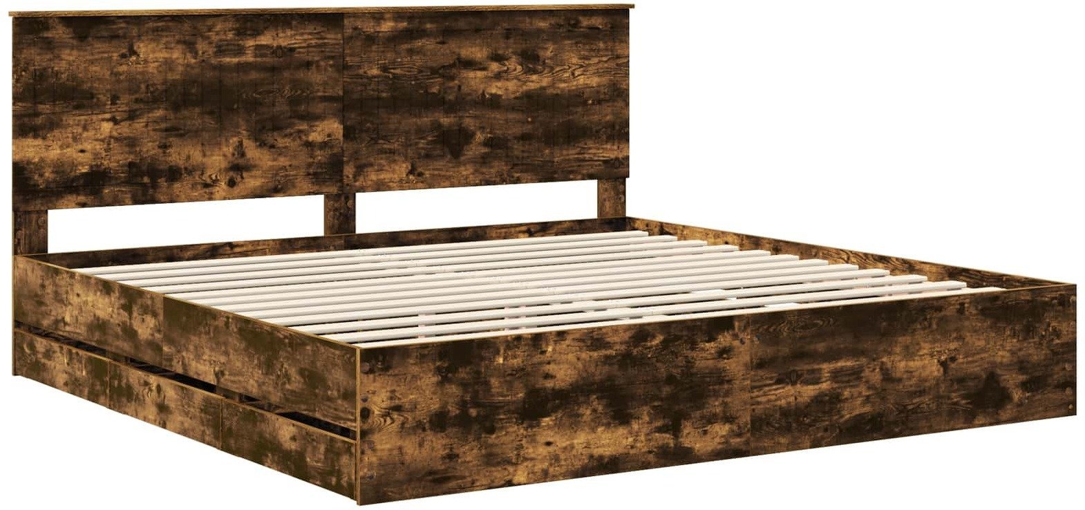 vidaXL Ramka łóżka Wędzony dąb 200 x 200 cm Drewno inżynieryjne