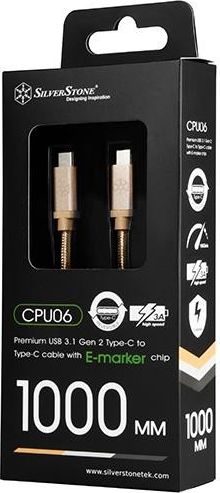 Kabel USB SilverStone USB-C - USB-C 1 m Złoty (SST-CPU06G-1000)