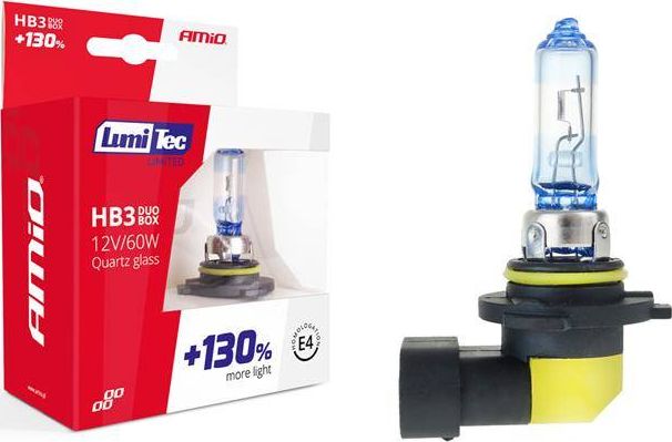 AMiO Zestaw żarówek halogenowych HB3 12V 60W LumiTec LIMITED +130% DUO BOX