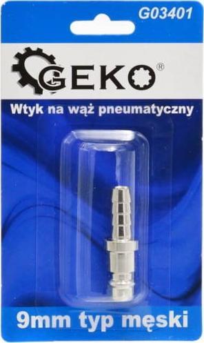 Geko WTYK NA WĄŻ PNEUMATYCZNY 9MM TYP MĘSKI (BLISTER) (10/100) G03401 GEKO