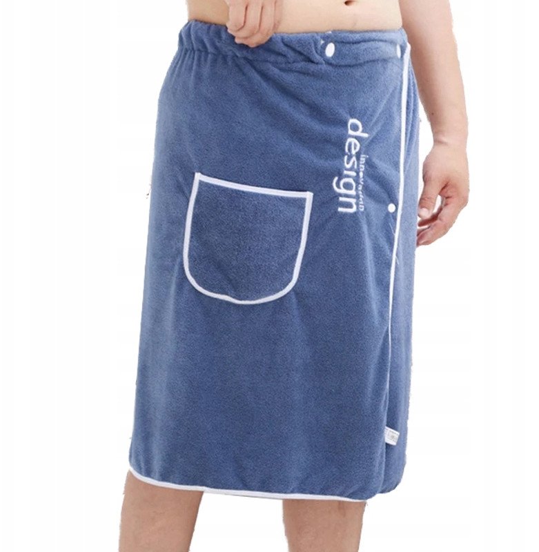Ręcznik kąpielowy szlafrok szybkoschnący z zapięciem i kieszenią 70x140cm