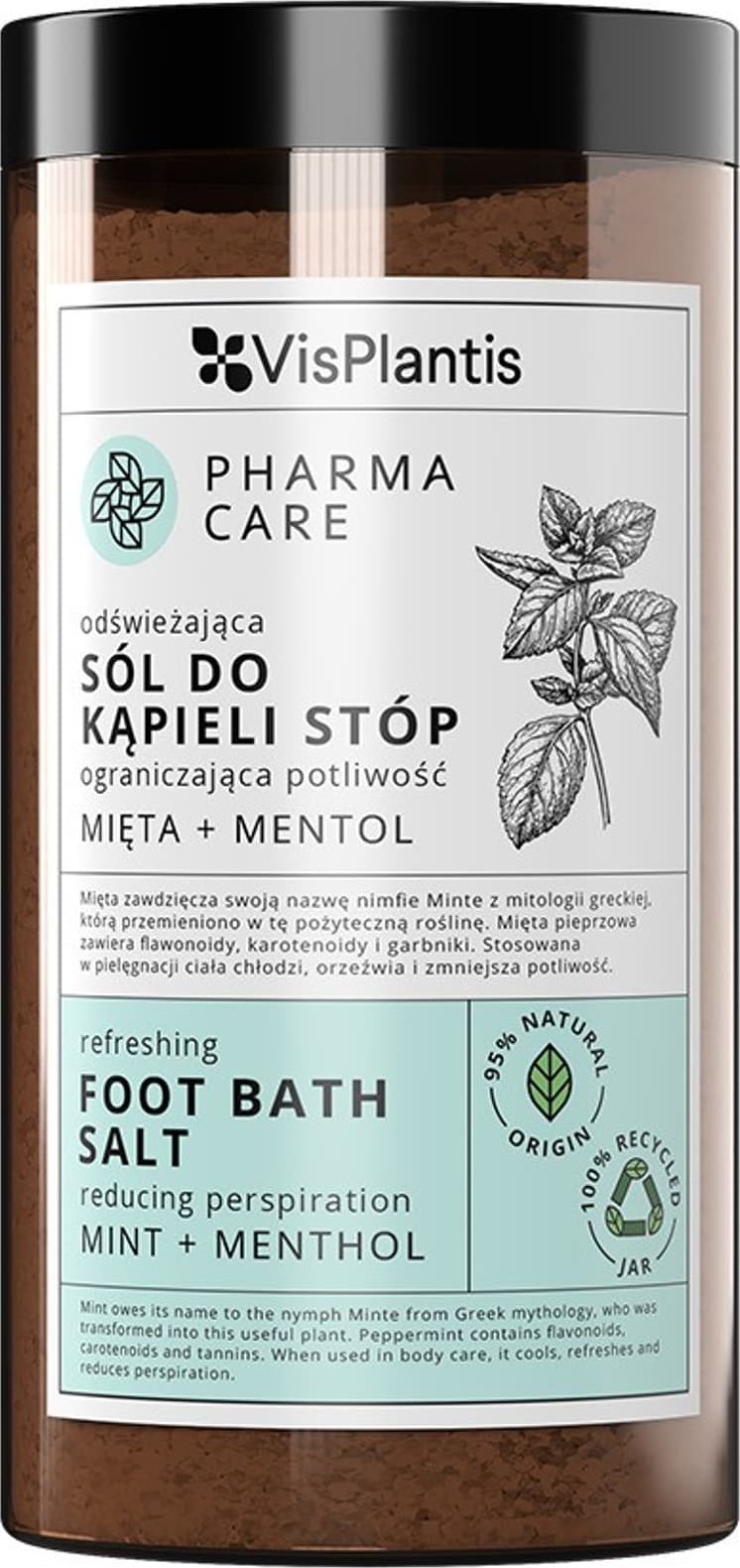 Chlapu Chlap VIS PLANTIS Pharma Care Odświeżająca sól do kąpieli stóp ograniczająca potliwość Mięta + Mentol 560 g