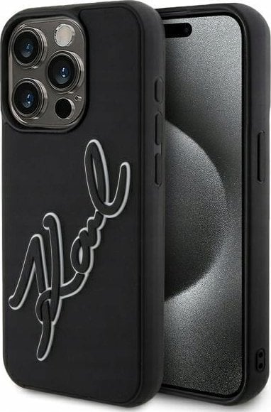 Karl Lagerfeld KLHCP15L3DRKSDLK iPhone 15 Pro 6.1" black hardcase 3D Rubber Signature