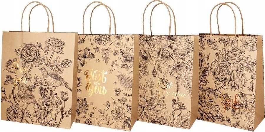 Torba prezentowa brown kraft 26x32cm hotstamp mix