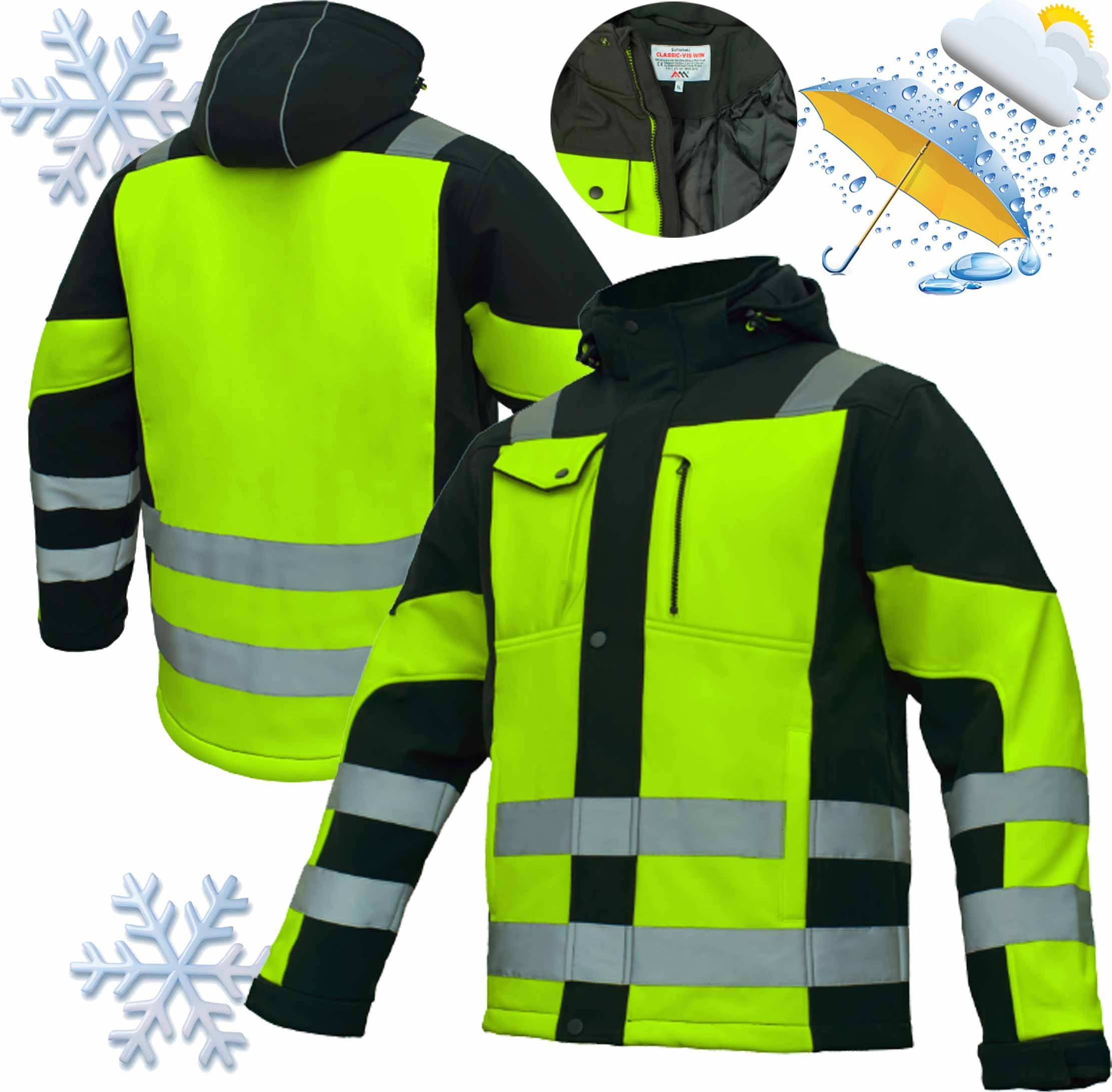 Kurtka męska Artmas Kurtka Robocza Zimowa Softshell Ocieplany Fluorescencyjna Pasy Odblaskowe L Artmas Classic-Vis Win L 5907791450135