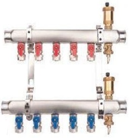 Valvex Zespół rozdzielaczy K2MINI-7 BASE INOX 7 obwodów G1-G1/2" - 6084050