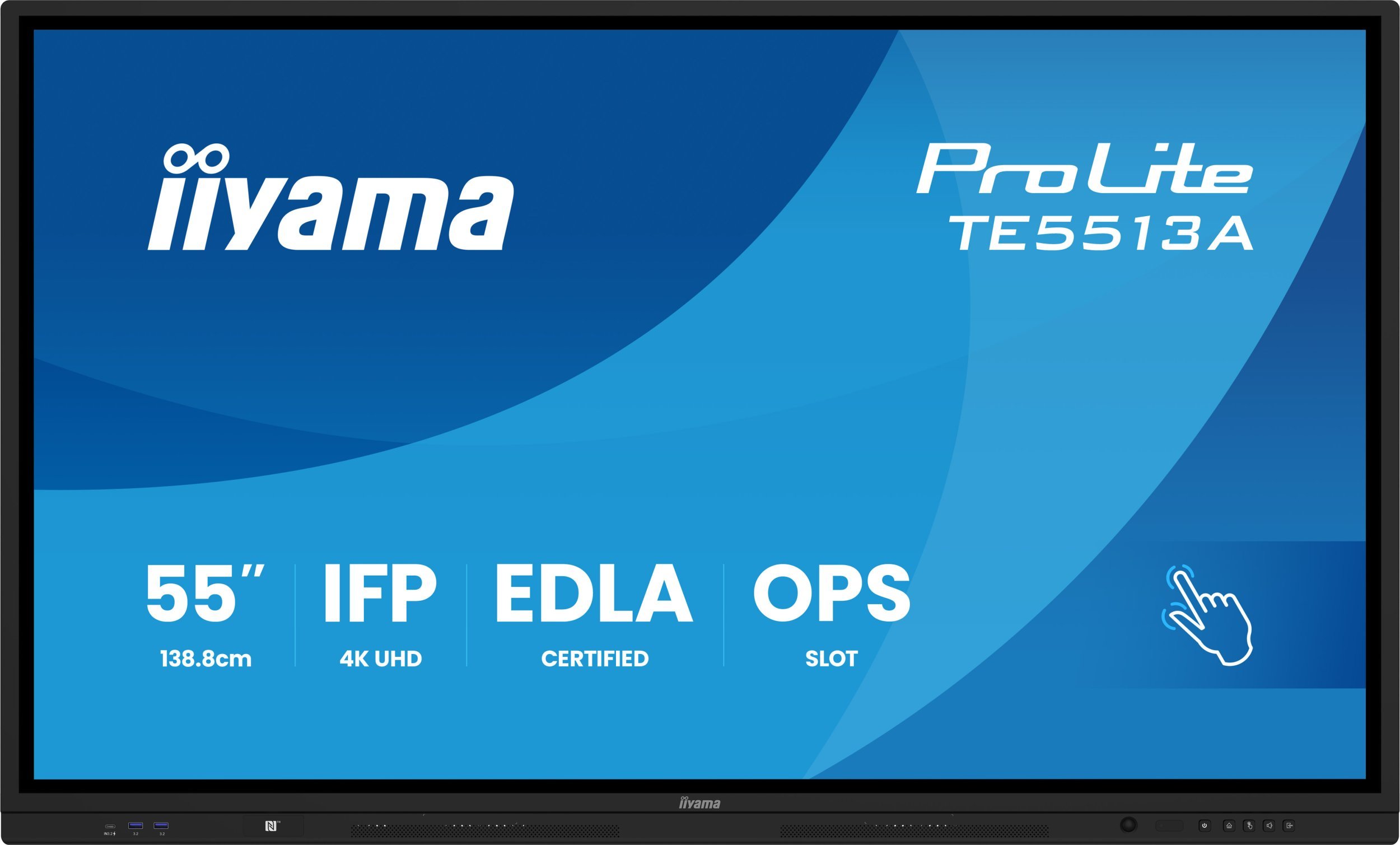 iiyama TE6513A-B1AG signage display Interaktywny płaski panel 163,8 cm (64.5") Wi-Fi 450 cd/m² 4K Ultra HD Czarny Ekran dotykowy Procesor wbudowany An