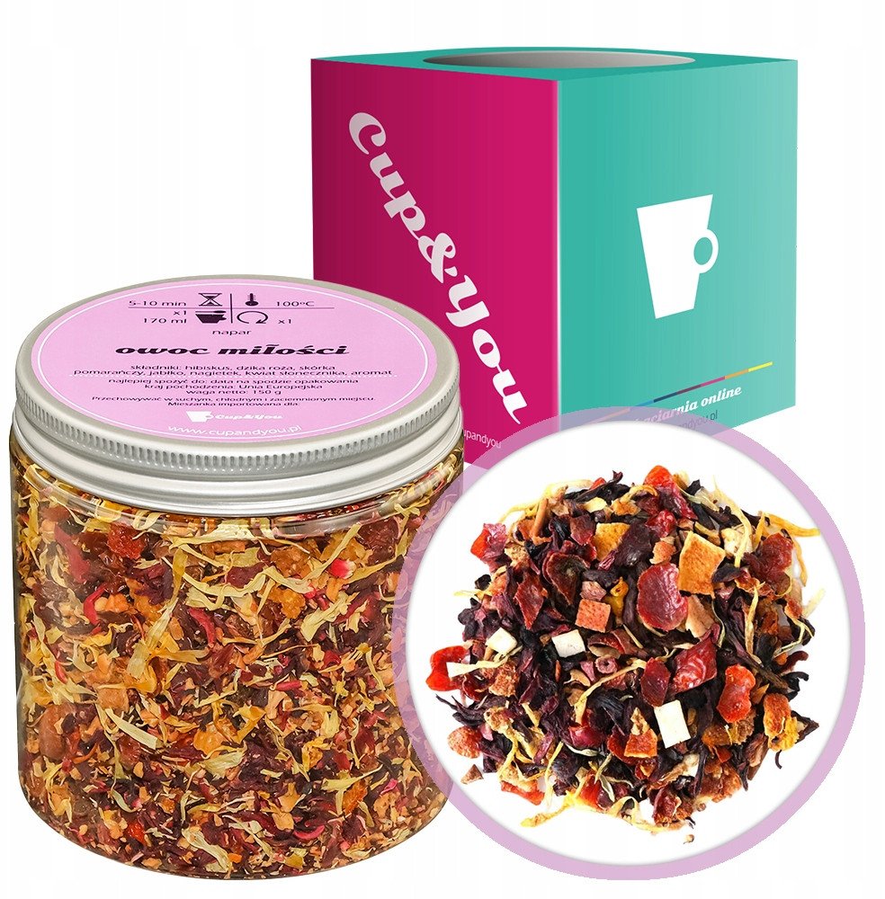 Najlepsza herbata owocowa OWOC MIŁOŚCI dzika jabłko hibiskus 150g - herbata sypana liściasta napar z suszu PREMIUM Cup&You