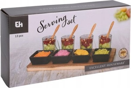 Koopman Miseczki na przekąski czarne zestaw do serwowania 13 szt