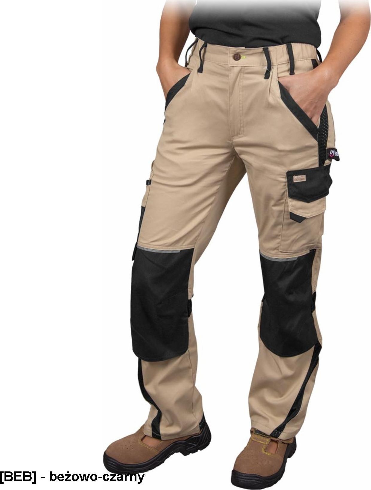 R.E.I.S. LH-SAND-T - Damskie podnie ochronne do pasa SAND, 6 kieszeni + na nakolanniki, pętelki, przewiewne wstawki siatkowe, 97% bawełna, 3% spandex,