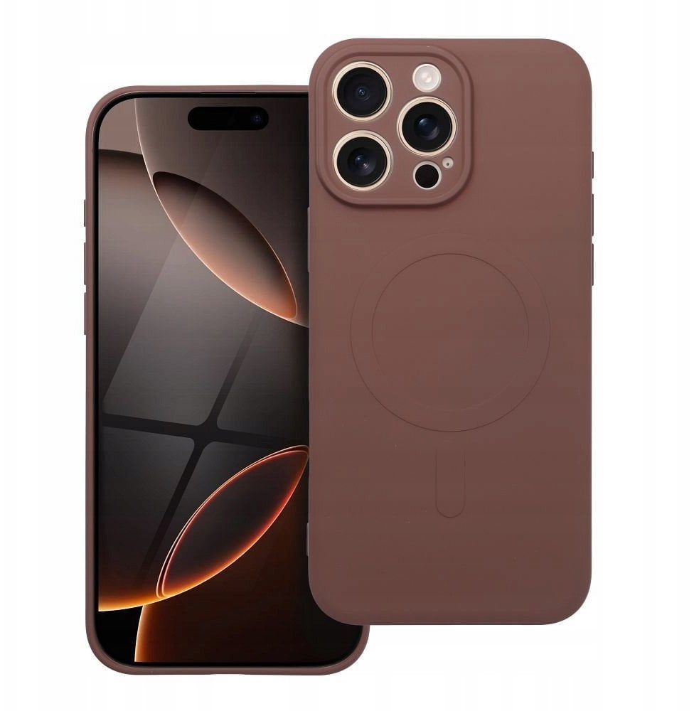 Futerał SILICONE MAG COVER kompatybilny z MagSafe do IPHONE 16 Pro Max brązowy