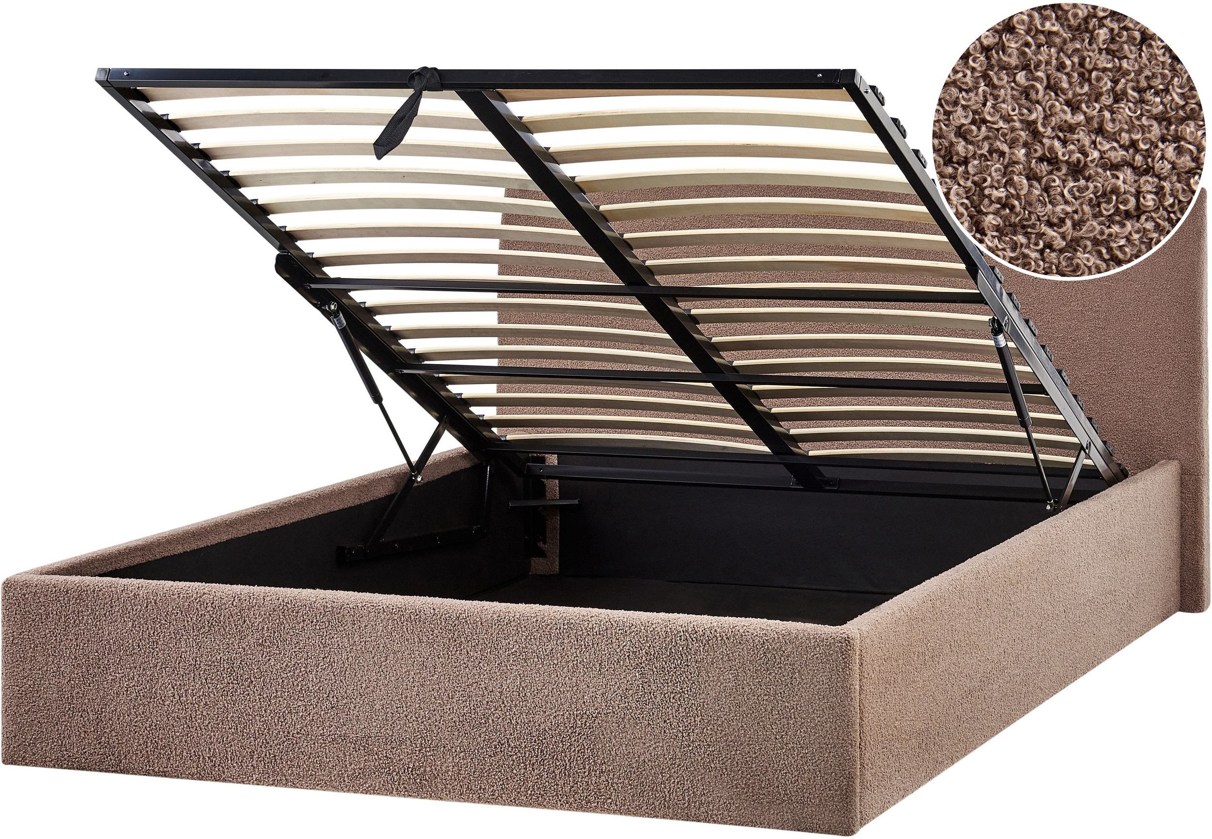 Łóżko z pojemnikiem Boucle ORBEY 140 x 200 cm Brązowy