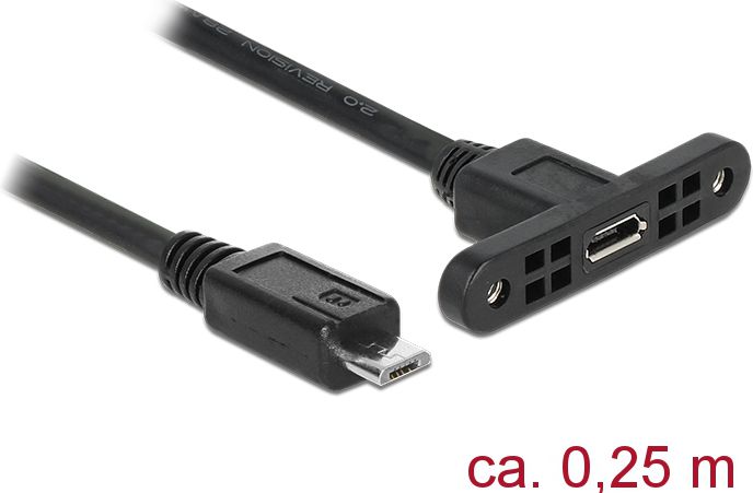 Delock microUSB - microUSB, 0.25m, Czarny (85245)