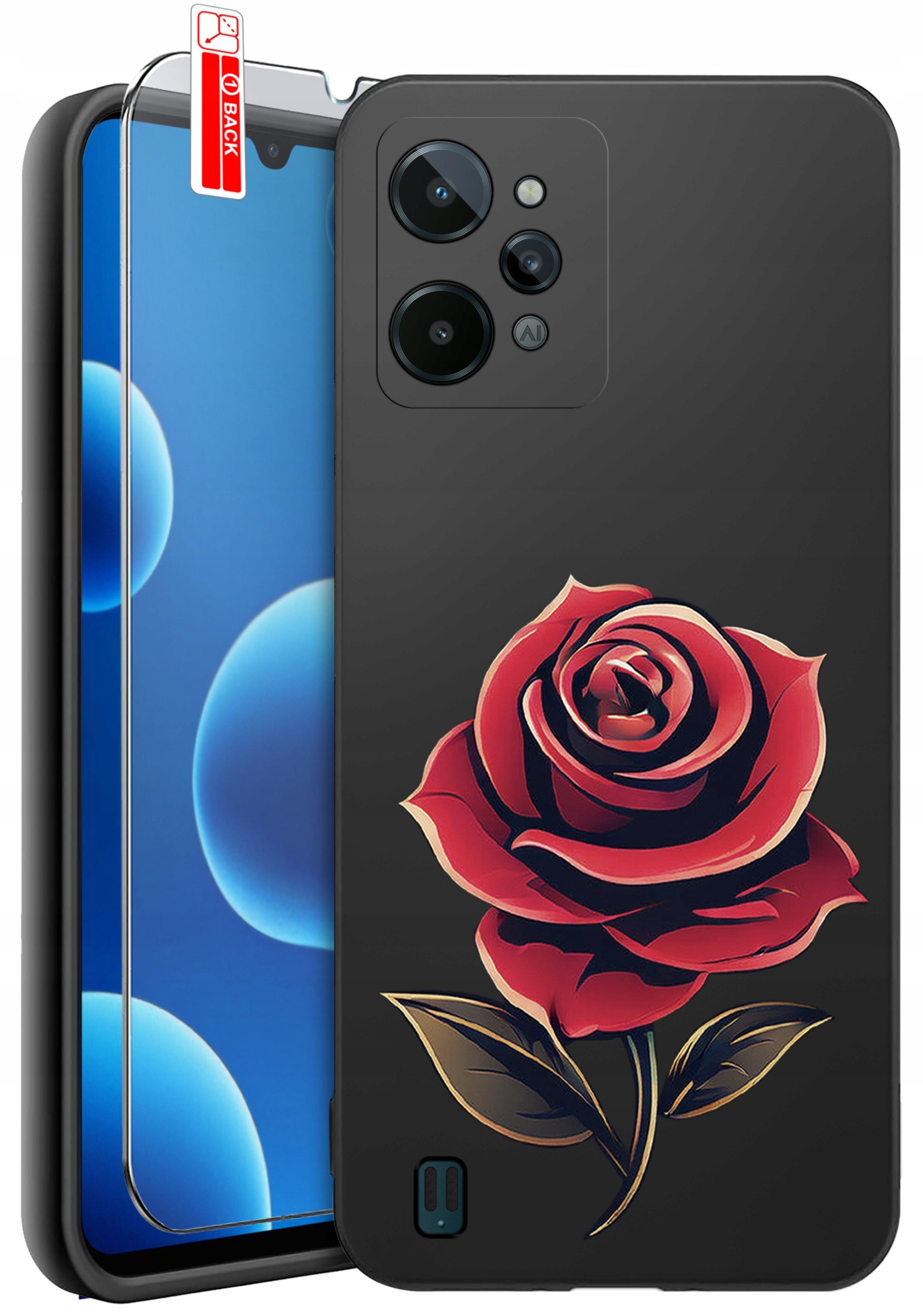 krainaGSM ETUI do Realme C31 | WZORY | SILIKONOWE MATT CASE + SZKŁO 9H