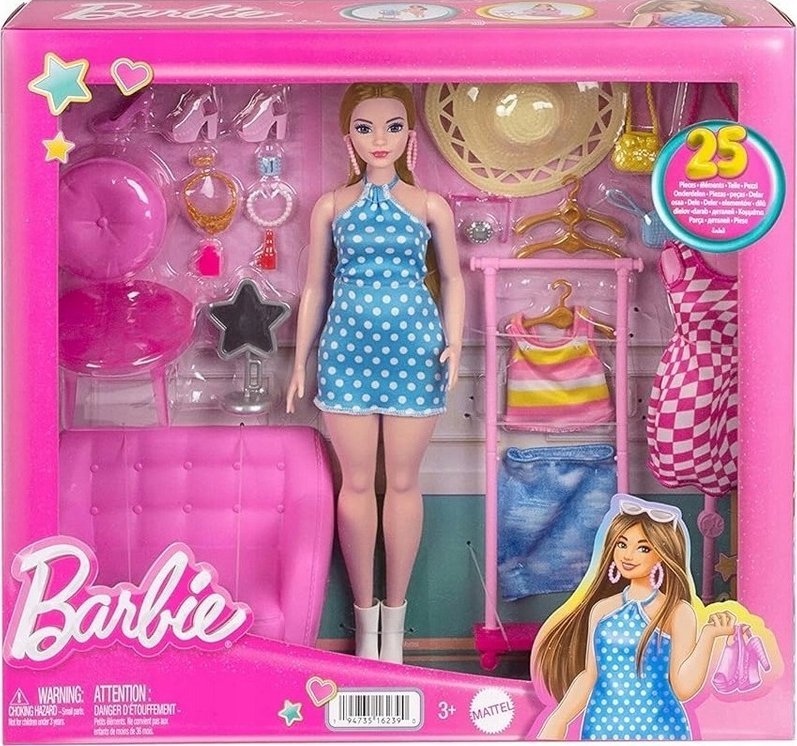 Lalka Barbie Barbie Barbie Zestaw Garderoba Barbie z 32 Elementami Mattel Ubranka Barbie Zestaw