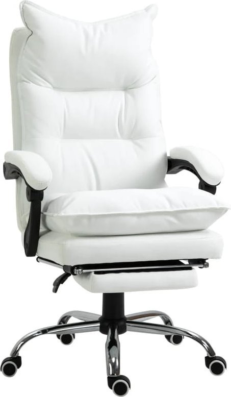 Krzesło biurowe Pako Fotel Biurowy Skóra Eko* Z Podnóżkiem Biały V
