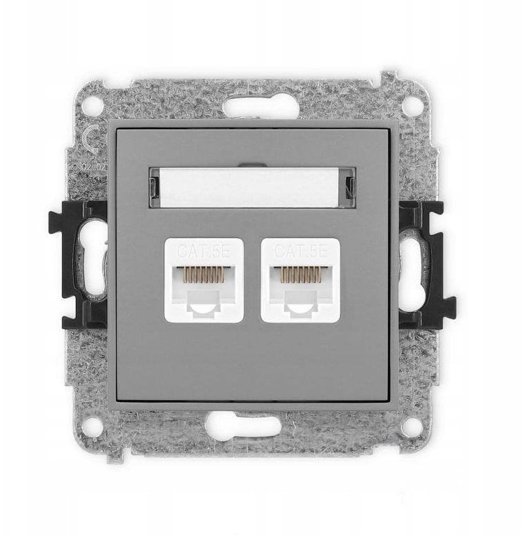 Karlik ICON Mechanizm gniazda komputerowego podwójny 2xRJ45, kat. 5e, 8-stykowy matowy szary 27IGK-2