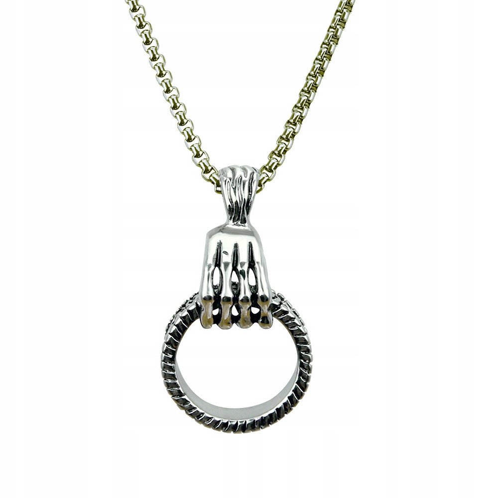 NASZYJNIK Srebrny Stal Łańcuszek ŁAPA KOŁO 310