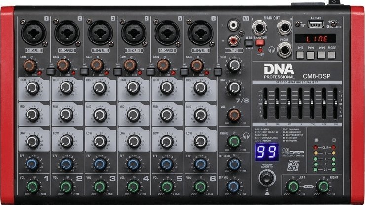 DNA DNA CM8-DSP mikser audio 8 kanałów USB MP3 Bluetooth Phantom