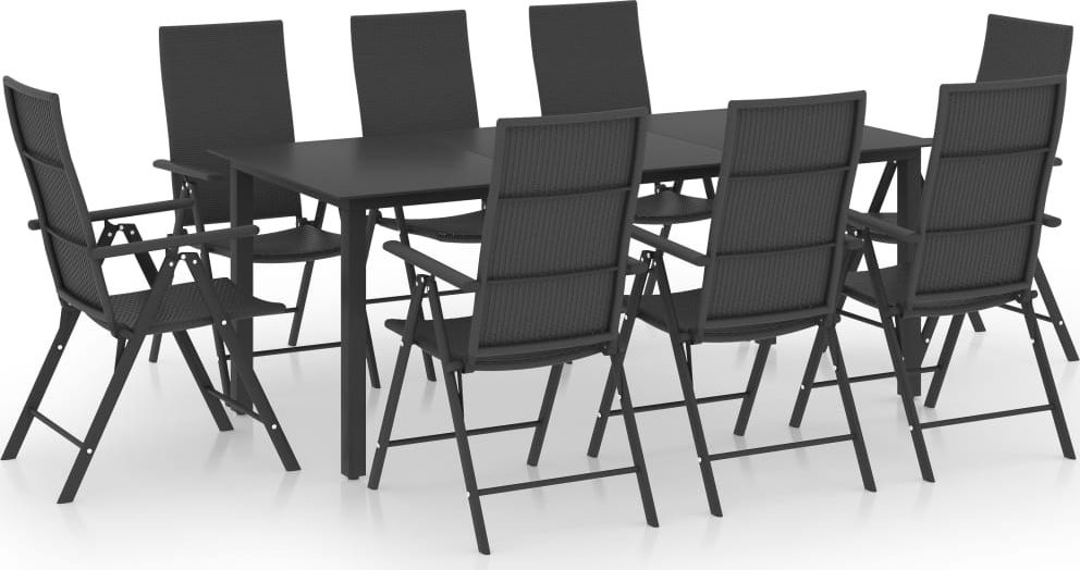 vidaXL 9-częściowy zestaw mebli ogrodowych, czarny