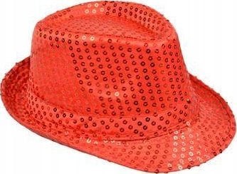 Arpex KAPELUSZ CEKINY CZERWONY