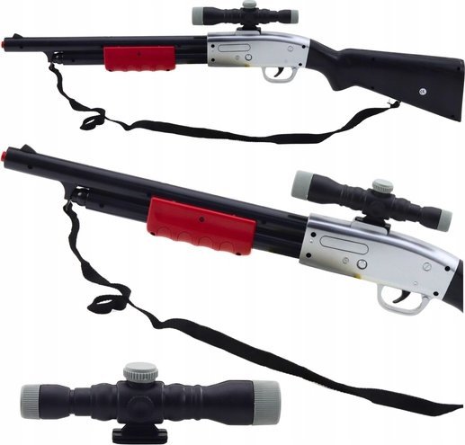 Karabin Strzelba Rekwizyt Pasek Na Ramię Luneta Czarny Dźwięki 65cm