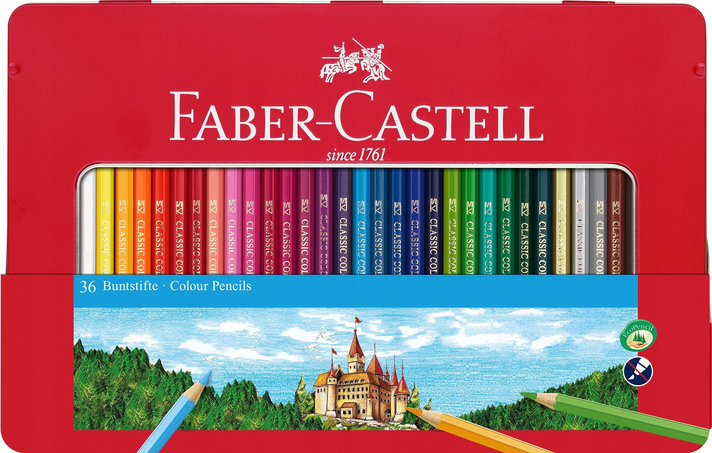 Faber-Castell Zestaw 36 kolorowych ołówków w metalowym etui