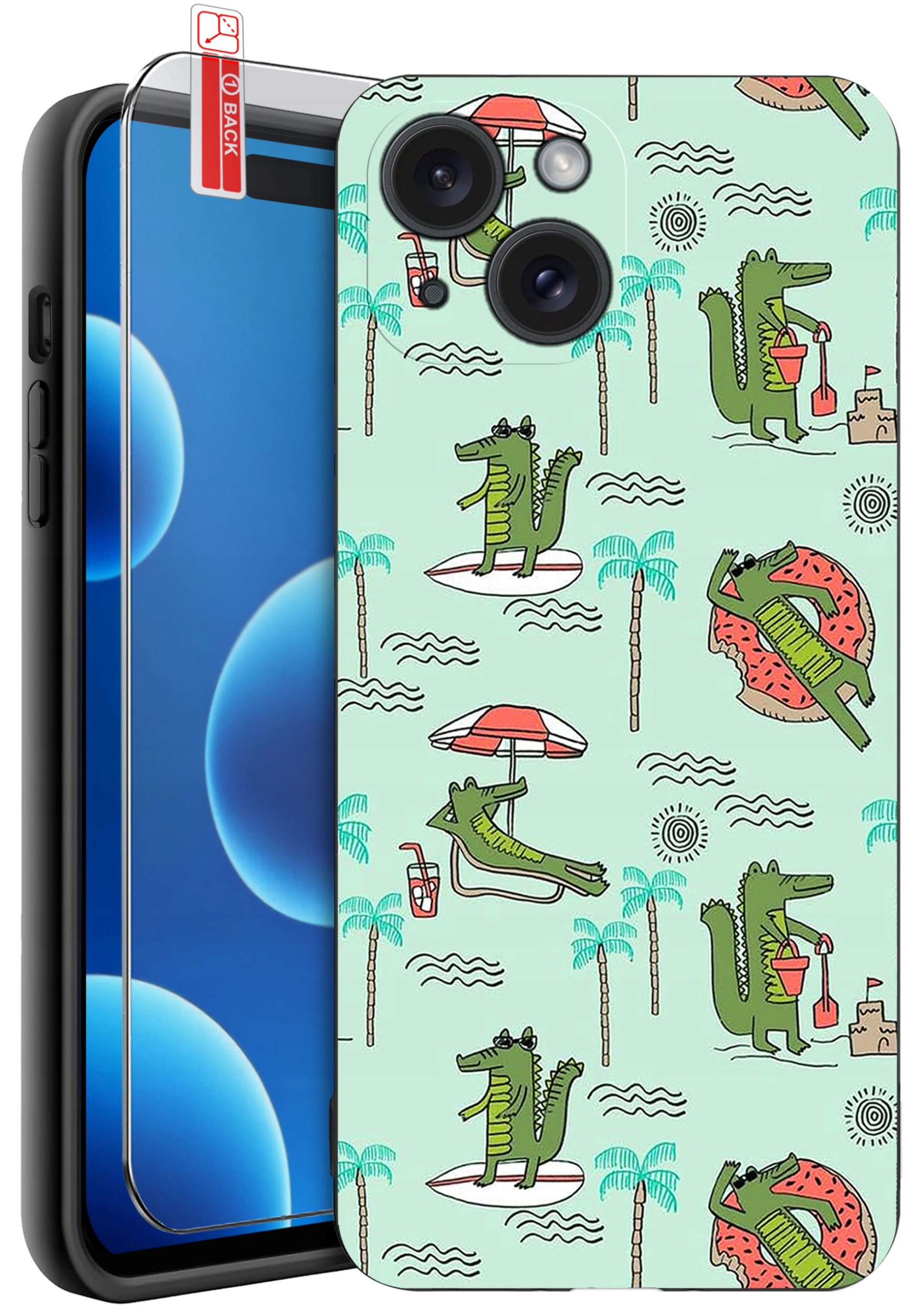 ETUI do iPhone 15 | WZORY | SILIKONOWE MATT CASE + SZKŁO 9H