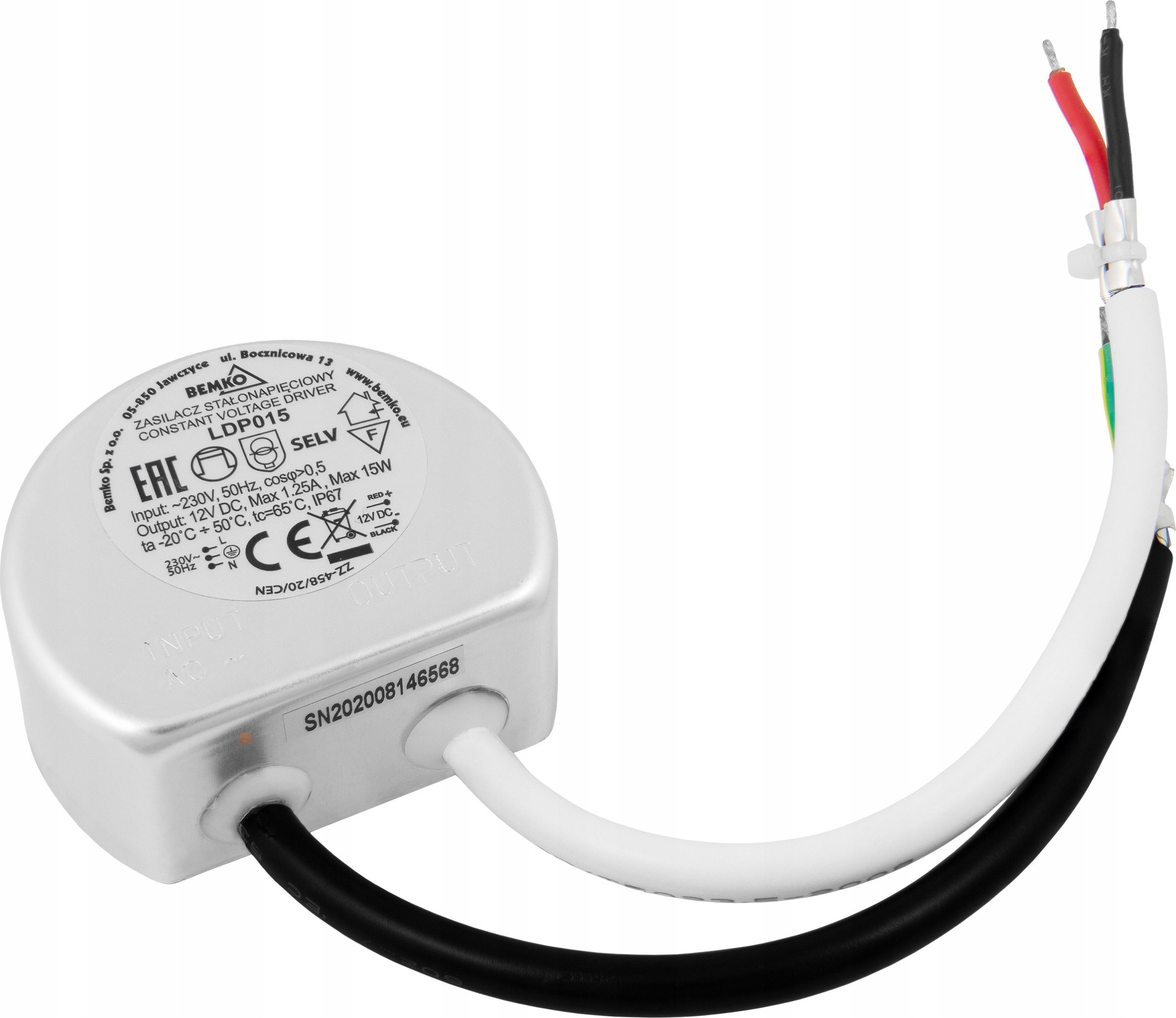 Bemko Zasilacz LED 15W 12V DC IP67 do puszki